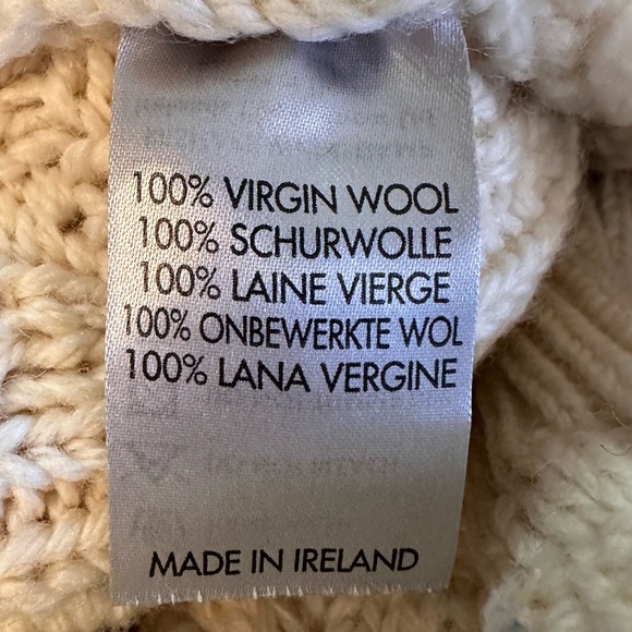 IrelandsEye Men’s Aran Knit 1/4 Zip  100% Merino Wool Turtleneck Sweater size L - Picture 5 of 9